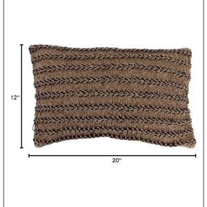 Hand-Woven Jute and Cotton Macramé Lumbar Pillow, Brown